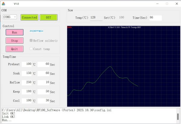 RF100 Reflow Solder Plot Software